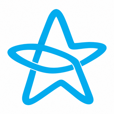 A bright blue outline star icon on a plain white background.
