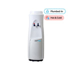 Just Water White Floor Standing Plumbed-In Hot & Cold Unit for unlimited filtered hot and cold water 