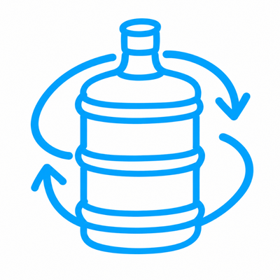 Hand draw blue bottle return and refill icon