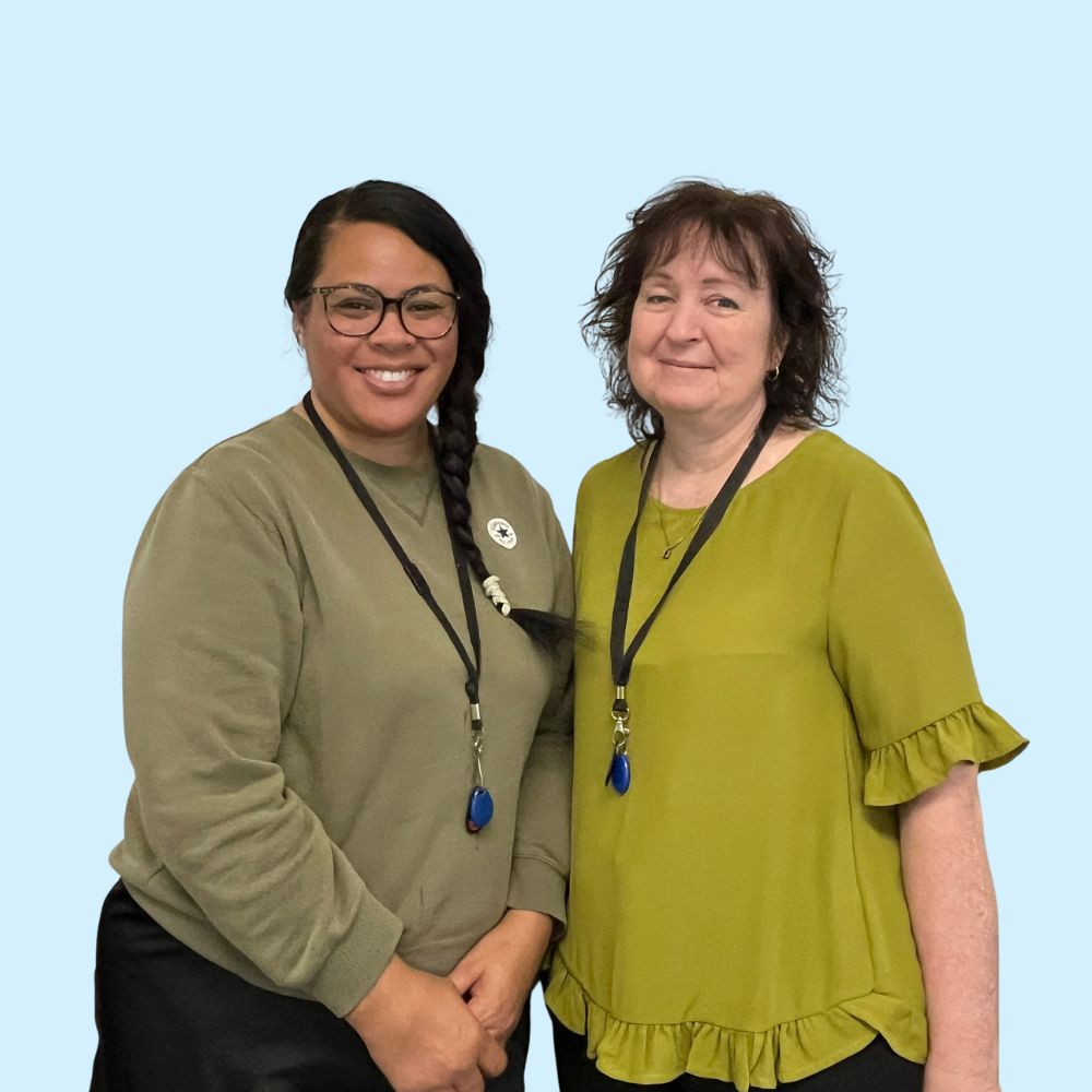 Just Water reception team with light blue background